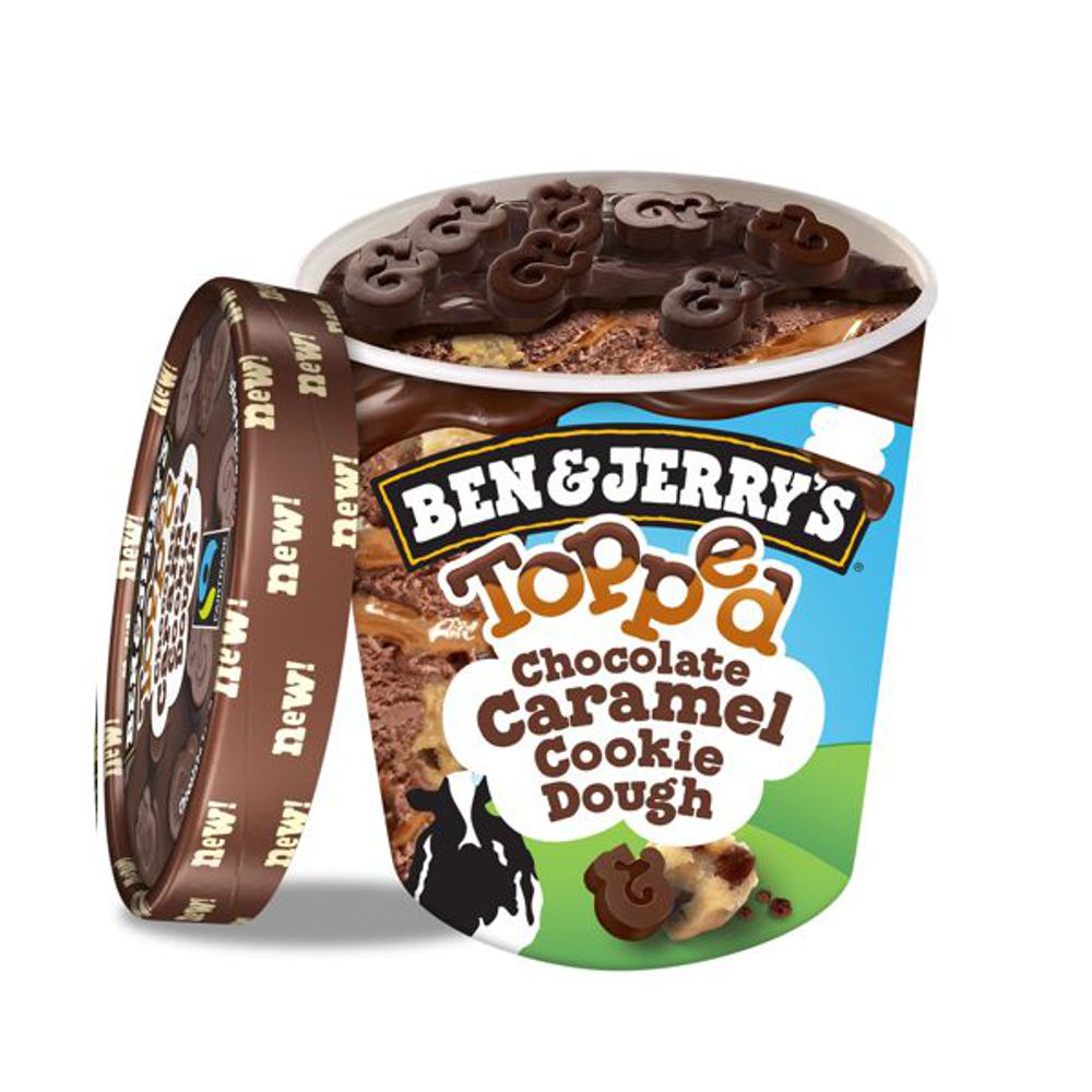 BEN JERRYS Topped Chocolate Caramel Cookie Dough 500ml 8714100387115